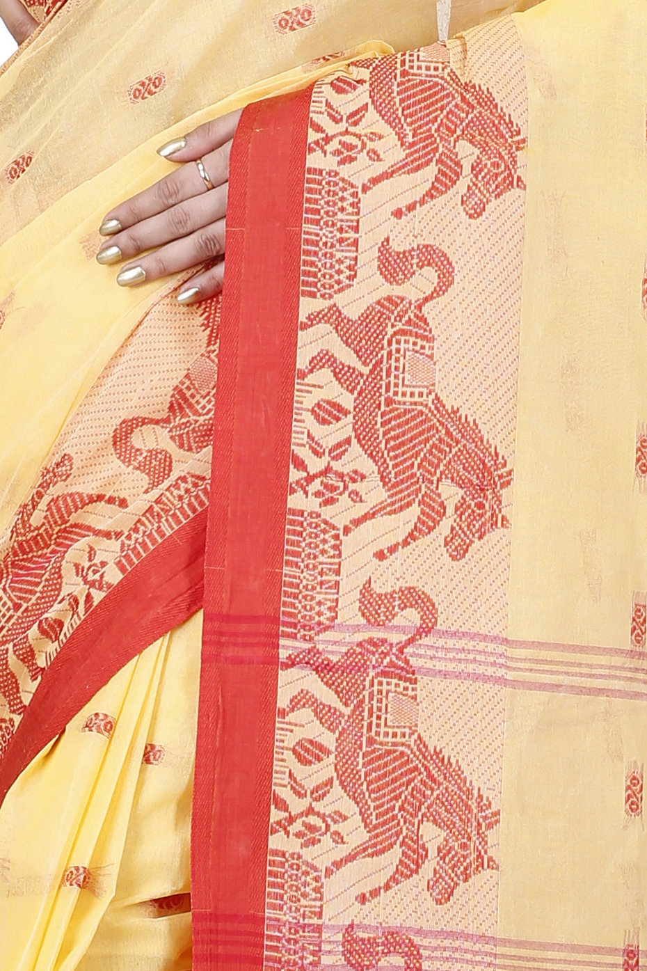 Light Yellow Pure Cotton Indrani Tant Saree (1017)